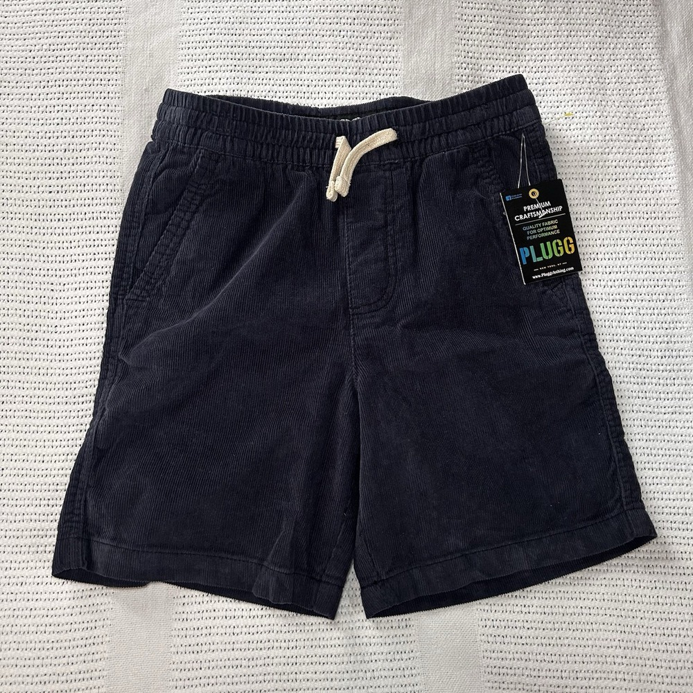 New Plugg Co Boys 8 Dark Blue Corduroy Shorts 6" Inseam